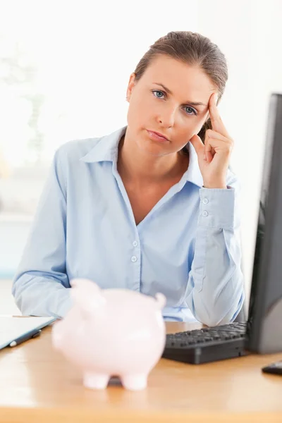 Sad working woman — Stock Photo, Image