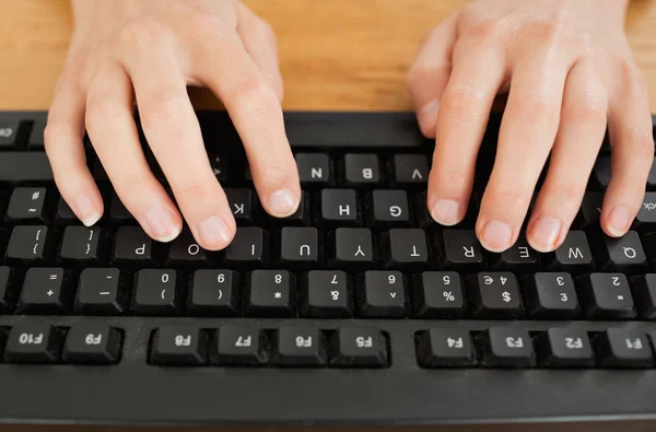 Dactylographie femme sur clavier — Photo