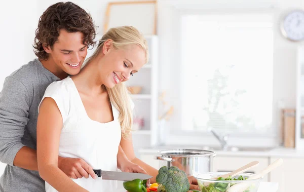 Cute couple cooking — Stock Photo, Image
