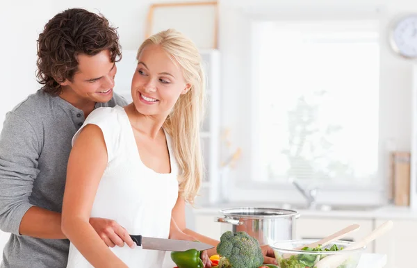 In love couple cooking — Stock Photo, Image