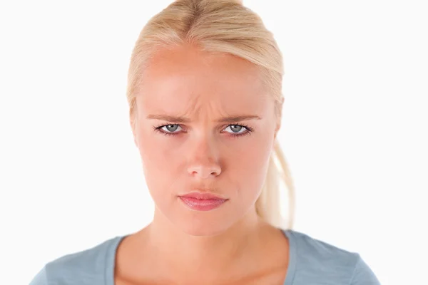 Unhappy blond woman — Stock Photo, Image