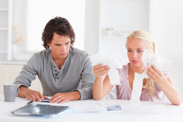 Couple in despair while doing their acconts — Stock Photo, Image