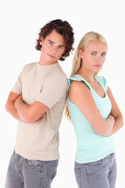 Unhappy couple looking into the camera — Stock Photo, Image