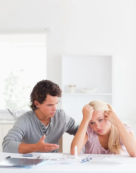 Man trying to comfort his wife — Stock Photo, Image