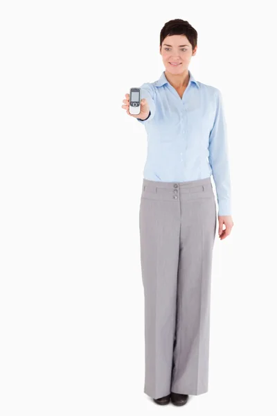 Businesswoman showing a cellphone — Stock Photo, Image
