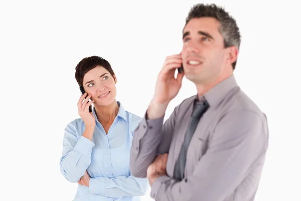 Ofis çalışanları telefon görüşmesi — Stok fotoğraf