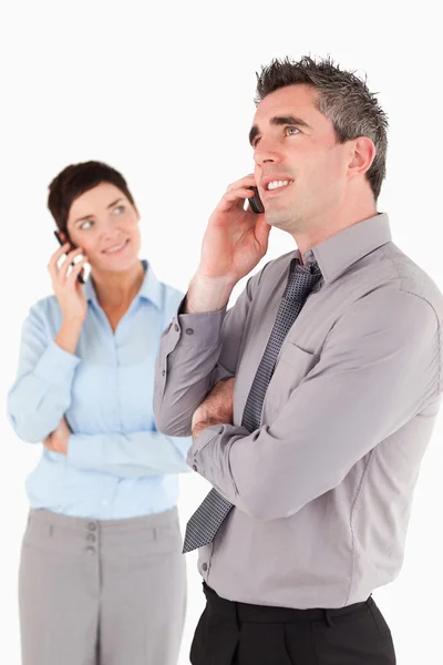 Portrait of managers making a phone call — Stock Photo, Image