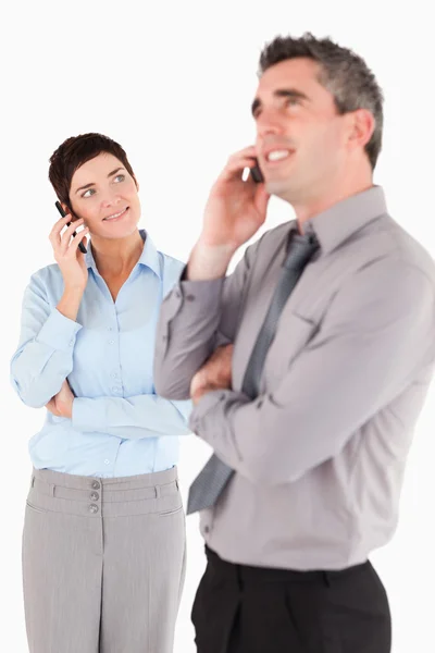 Portrait of office workers making a phone call — Stock Photo, Image