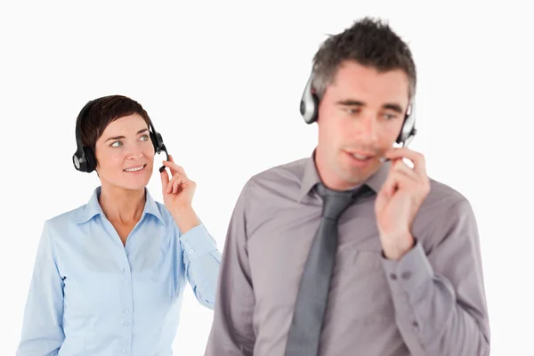 Business using headsets — Stock Photo, Image