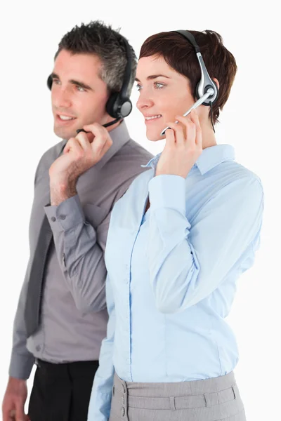 Portrait of operators using headsets — Stock Photo, Image