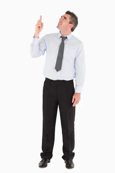 Man pointing at copy space — Stock Photo, Image