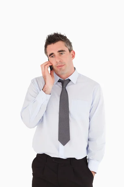 Retrato de um homem de negócios fazendo um telefonema — Fotografia de Stock