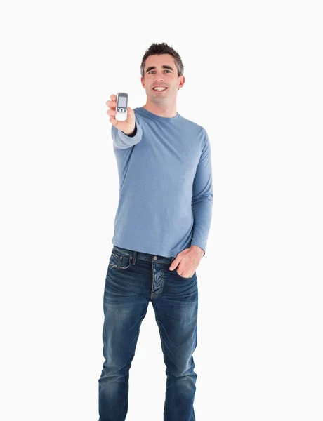 Man met zijn mobiele telefoon — Stockfoto