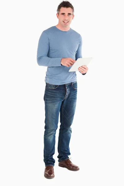 Man with a tablet computer — Stock Photo, Image