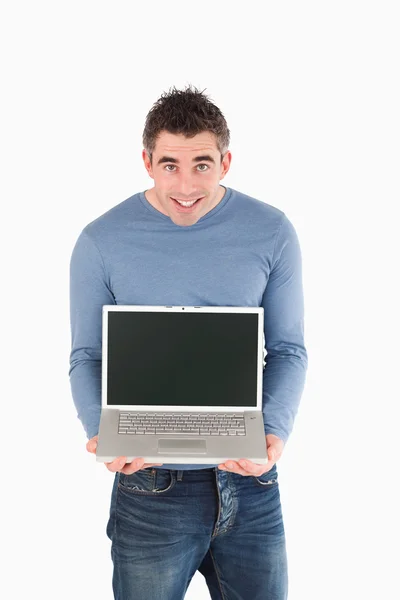 Man showing a notebook — Stock Photo, Image