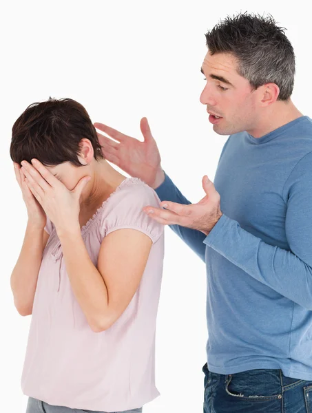 Жена злится на мужа — стоковое фото