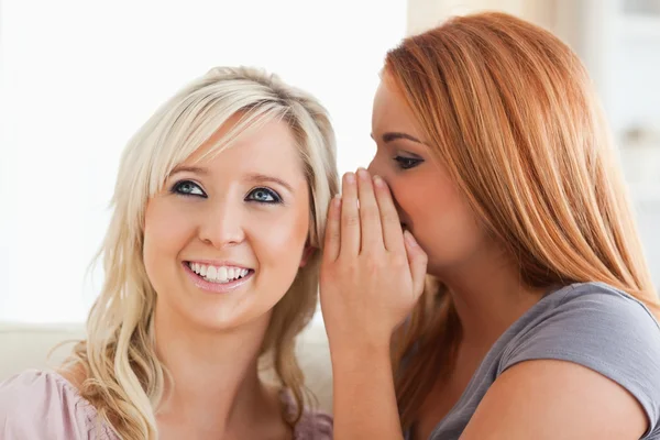 Genç bir kadın arkadaşıyla bir sır söylemek — Stok fotoğraf
