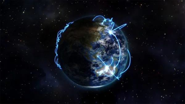 Illustrerad bild om anslutna världen med en jorden bild artighet av nasa.org — Stockfoto