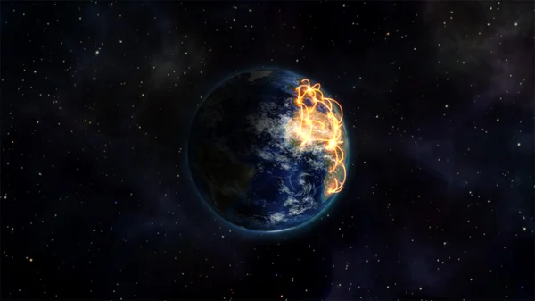 Ілюстрована картина про пов'язаний світ із зображенням Землі, ввічливим до Nasa.org — стокове фото