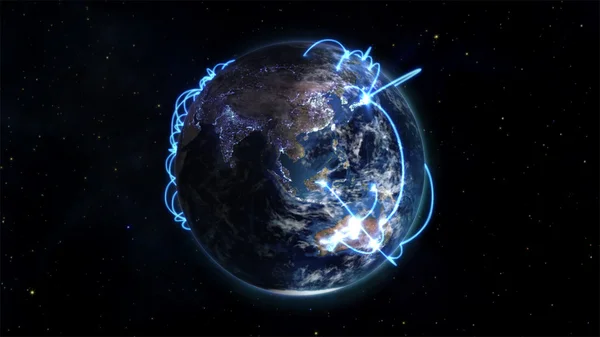 Ілюстрація підключення та зв'язок із зображенням Землі на сайті Nasa.org — стокове фото