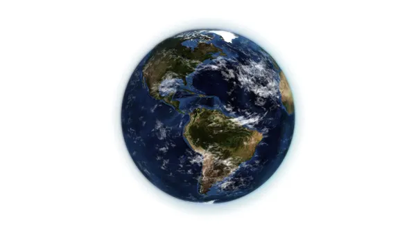 Illustrated little earth with an Earth image courtesy of Nasa.org — Stock Photo, Image