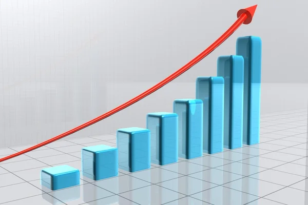 Arrow going over bars forming a statistic — Stock Photo, Image