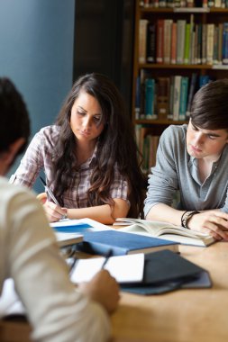 Portrait of students reviewing for the examinations clipart