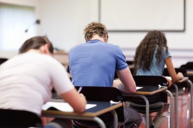 Studious young adults writing clipart