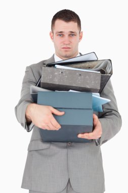 Portrait of a overwhelmed businessman clipart