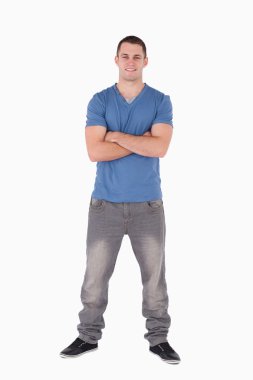 Portrait of a young man standing up clipart