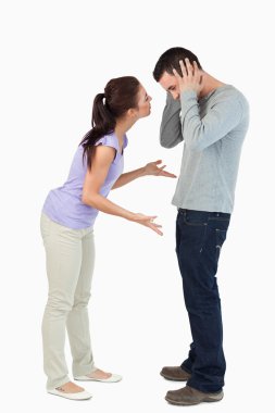 Young couple in a fight clipart