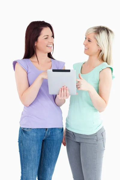 Cute women with a tablet — Stock Photo, Image