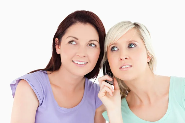 Portrait of charming women on the phone — Stock Photo, Image