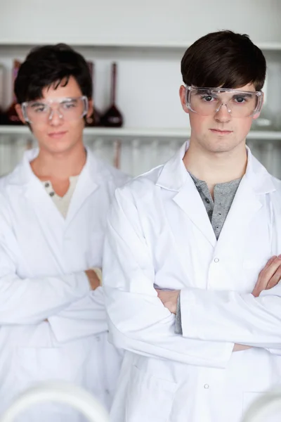 Portrait of serious male scientists posing — Stock Photo, Image