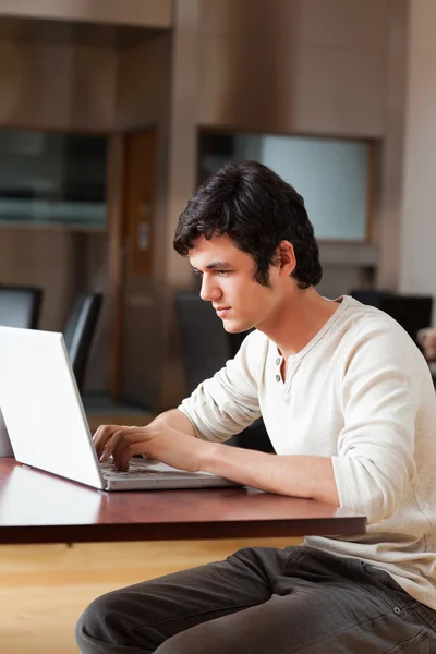 Portrait of a good looking man using a laptop — Stock Photo, Image