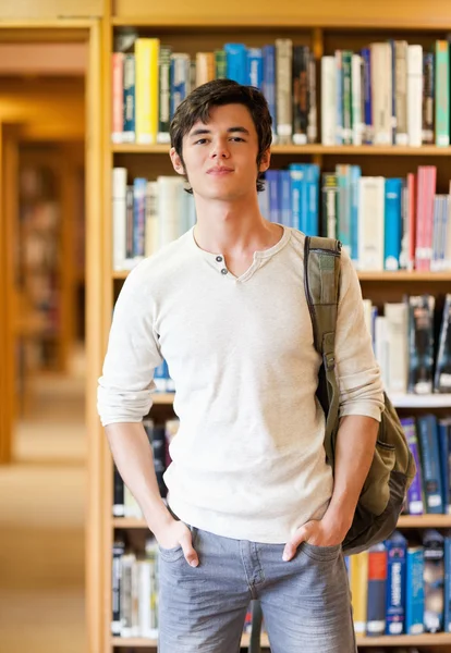 Portrait of a smiling student standing up — Stock Photo, Image