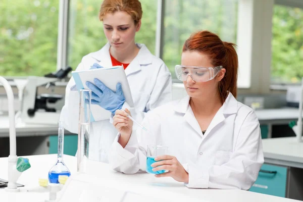 Science students doing an experiment — Stock Photo, Image