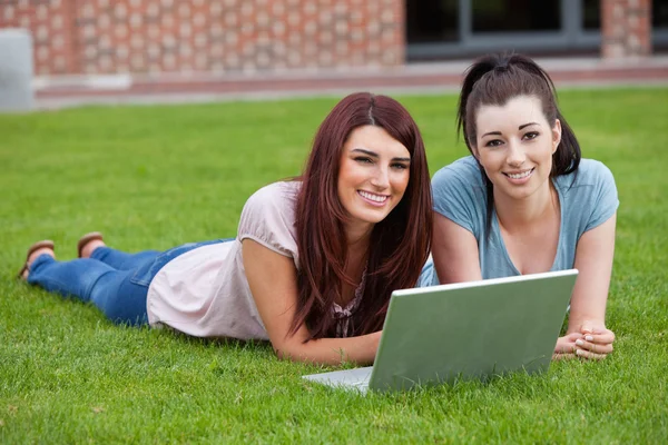 Friends using a notebook — Stock Photo, Image