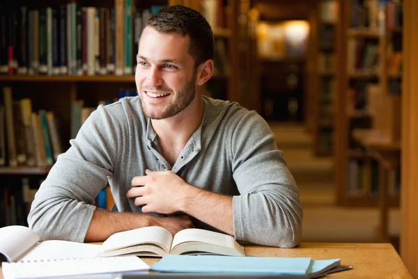 Smiling male student working — Stock Photo, Image