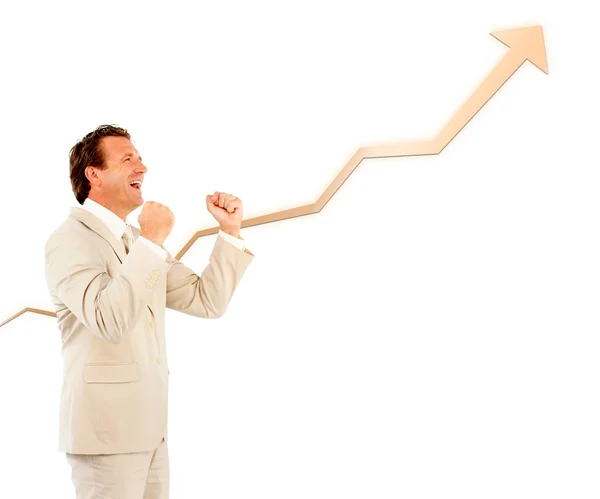 Successful businessman cheering — Stock Photo, Image