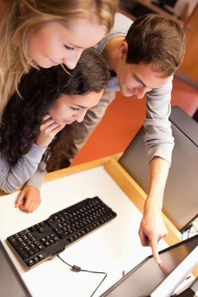 stock image Portrait of a fellowstudents using a computer