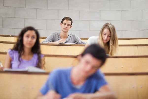 Jonge studenten tijdens een lezing — Stockfoto