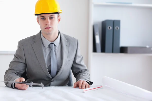 Architect working on a plan — Stock Photo, Image