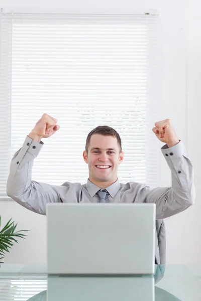 Businessman celebrating a great success — Stock Photo, Image