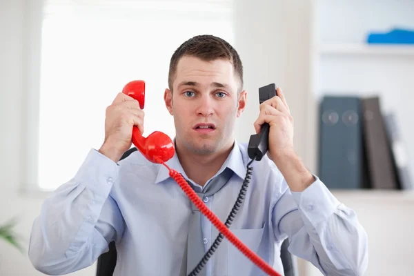 Overextended with the telephone — Stock Photo, Image