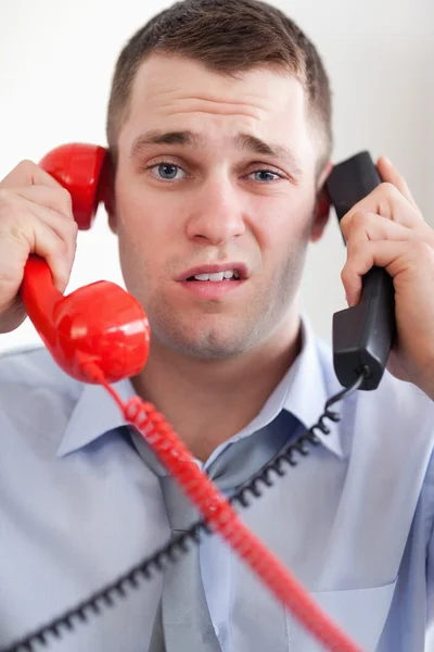 Close up overextended with the telephone — Stock Photo, Image