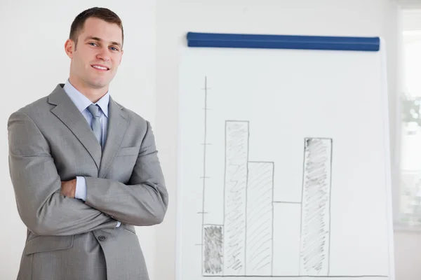 Businessman confident about his diagram — Stock Photo, Image