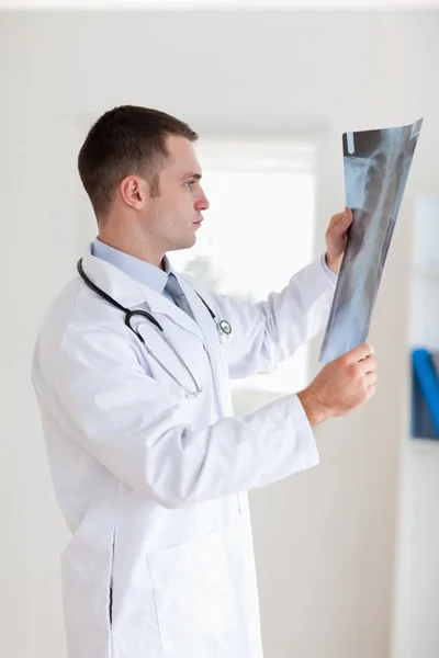 Arzt nimmt Röntgenbild unter die Lupe — Stockfoto