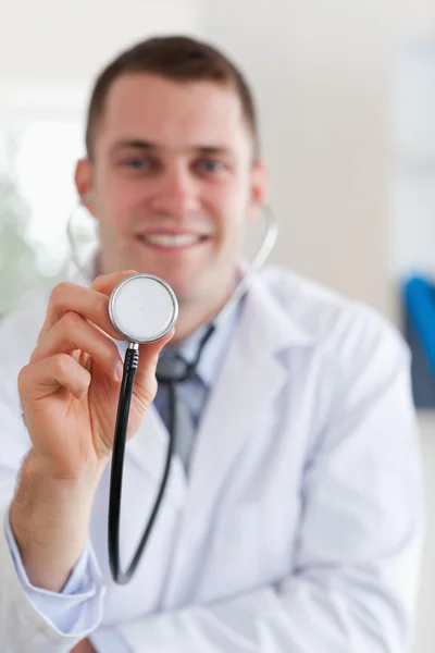 Doctor ready to use his stethoscope — Stock Photo, Image