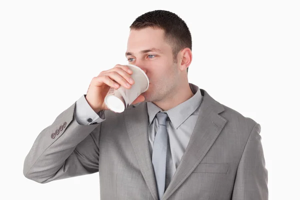 Businessman drinking tea — Stock Photo, Image